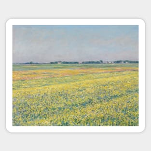 The Plain of Gennevilliers, Yellow Fields by Gustave Caillebotte Sticker